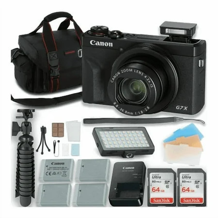 Canon PowerShot G7 X Mark III Digital Camera With LED Video Light + Three Extra Batteries + 2pc 64GB Memory Cards + Tripod + Case & More | Walmart (US)