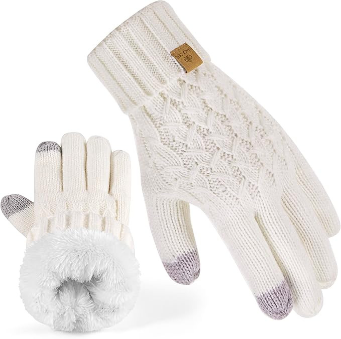 PAGE ONE Winter Gloves for Women Touchscreen Texting Warm Knit Fleece Lined Gloves for Cold weath... | Amazon (US)