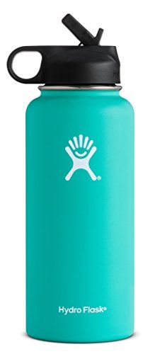 Hydro Flask Vacuum Insulated Stainless Steel Water Bottle Wide Mouth with Straw Lid (Mint, 32-Ounce) | Amazon (US)
