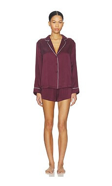 Washable Silk Piped Button Up Long Sleeve Short Set
                    
                    LUNY... | Revolve Clothing (Global)