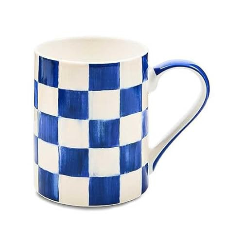 MACKENZIE-CHILDS Porcelain Mug, Tea and Coffee Mug, Blue-and-White Royal Check | Amazon (US)
