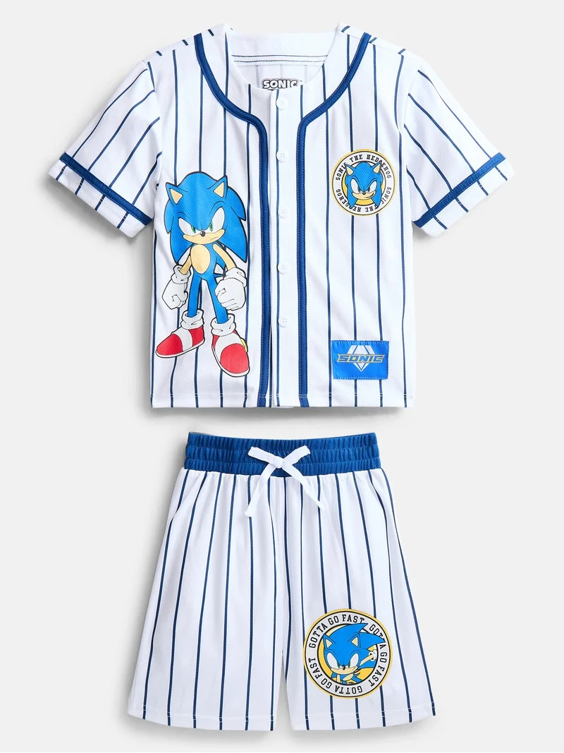 Sonic the Hedgehog Boys Baseball Jersey and Matching Shorts Set, 2-Piece, Sizes 4-12 | Walmart (US)