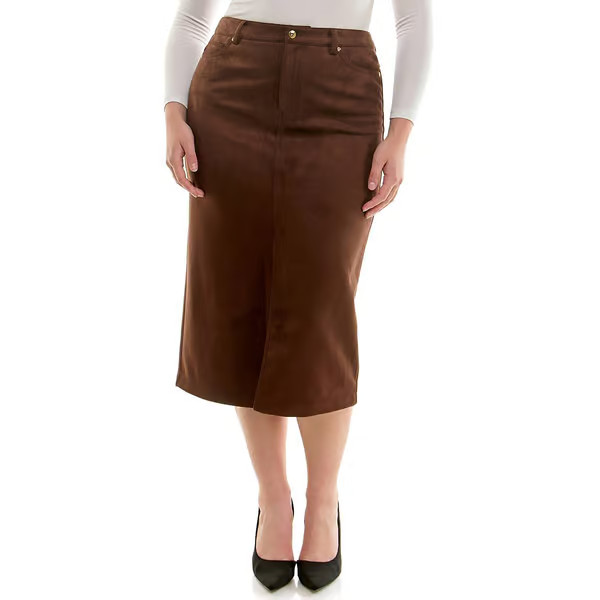 Womens Zac & Rachel Solid Suede Midi Skirt | Boscov's Department Stores