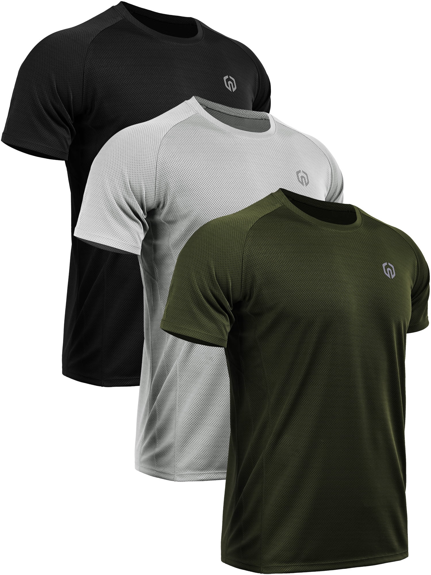 NELEUS Mens Dry Fit Mesh Athletic Shirts 3 Pack,Black+Gray+Olive Green,US Size S | Walmart (US)