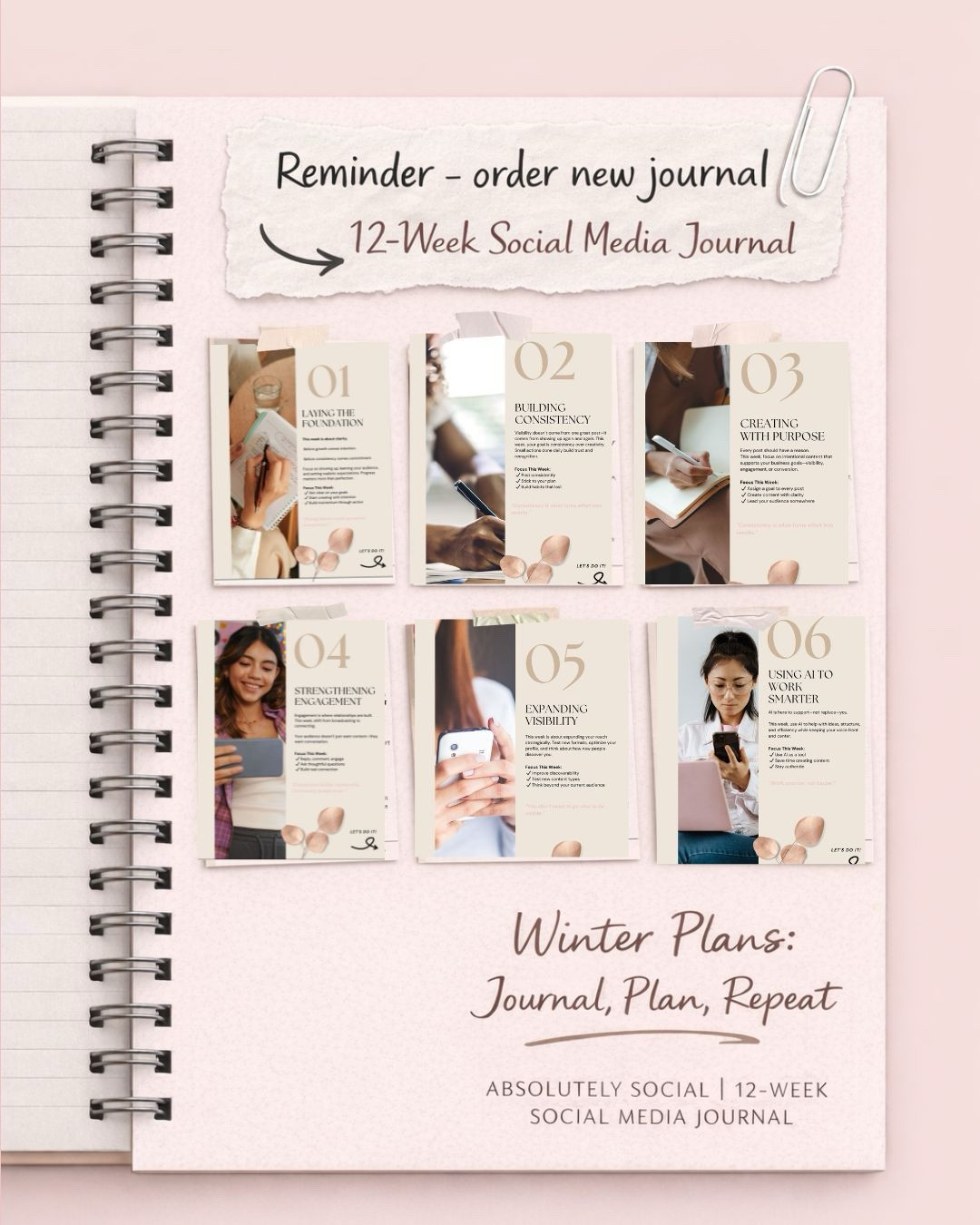 ✨ Ready to stop guessing and start growing on social media?

Meet the 12-Week Social Media Journal by Absolutely Social — your step-by-step system for building a consistent, confident, and profitable online presence. 📒💻

If you’ve ever felt stuck wondering:
👉 “What should I post?”
👉 “Why isn’t this working?”
👉 “How do I actually monetize this?”
…this journal was created for you.

Inside, you’ll learn how to:
✔ Build a sustainable posting routine
✔ Create content with purpose
✔ Strengthen engagement & community
✔ Increase visibility & reach
✔ Use AI without losing your voice
✔ Monetize with clarity
✔ Stay consistent without burnout

This isn’t just a planner.

It’s a complete growth system designed to help you turn ideas into action—and content into conversions.

💡 Perfect for:
Entrepreneurs, small business owners, coaches, and creators who are ready to grow with strategy (not stress).

📌 Grab your copy via the link and start building your brand with intention.

Let’s journal. Let’s plan. Let’s grow. 🚀

#AbsolutelySocial #SocialMediaJournal #ContentCreatorTools #EntrepreneurLife #SmallBusinessSupport #BrandBuilding #ContentStrategy #DigitalMarketingTips #CreatorEconomy #WomenInBusiness #OnlineBusinessGrowth #ConsistencyIsKey

#LTKWorkwear #LTKdayinmylife #LTKU