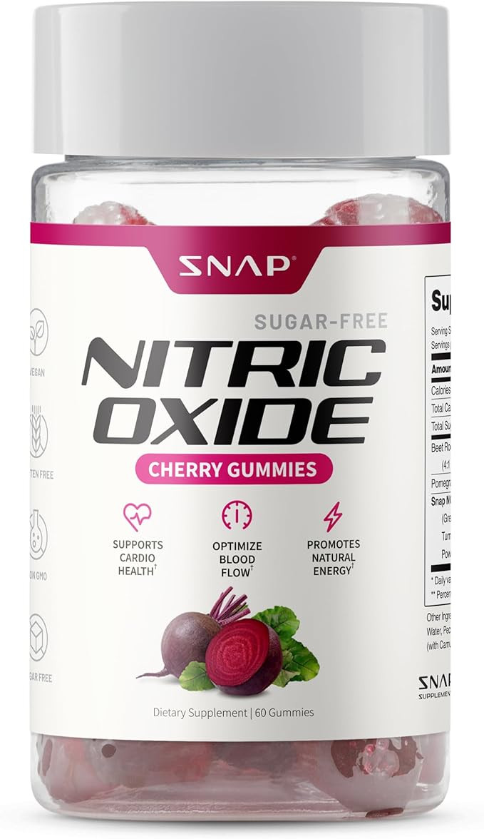 Snap Supplements Nitric Oxide Gummies - Beet Root Extract 300mg, Sugar Free Beetroot Supplement w... | Amazon (US)
