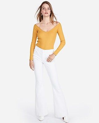 Express One Eleven Modern Rib Off The Shoulder Tee | Express
