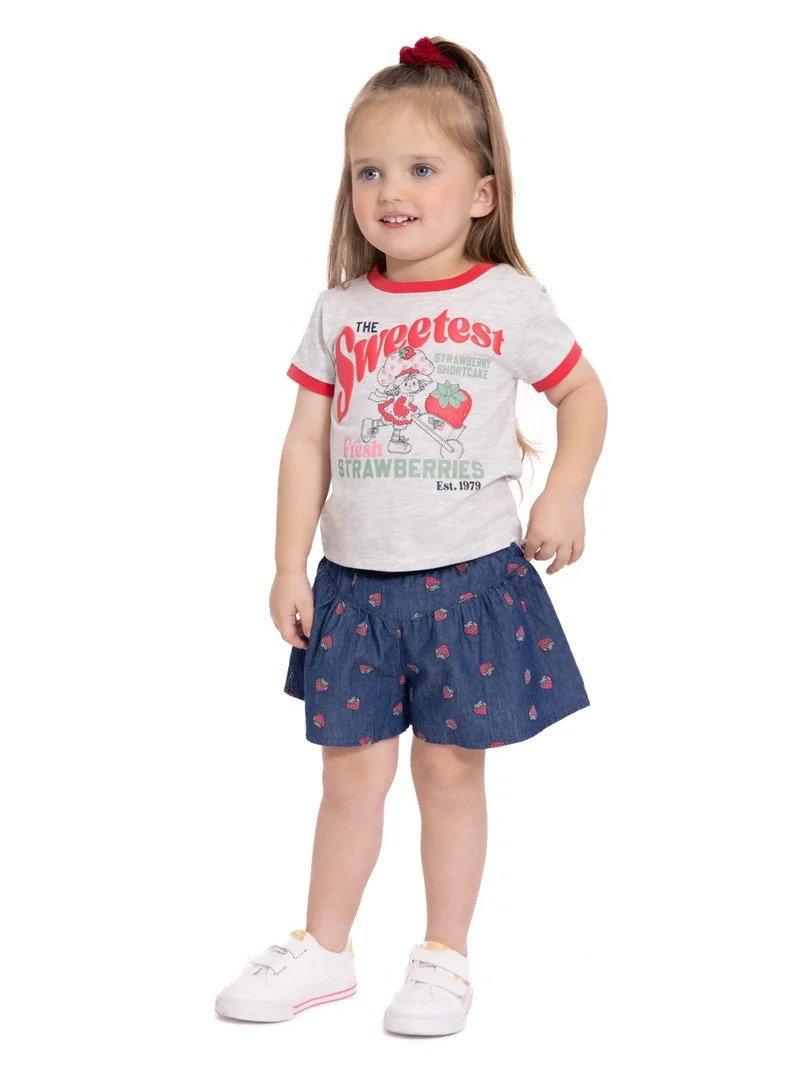 Strawberry Shortcake Toddler Girls Graphic Tee and Print Shorts Set, 2-Piece, Sizes 12M-5T | Walmart (US)