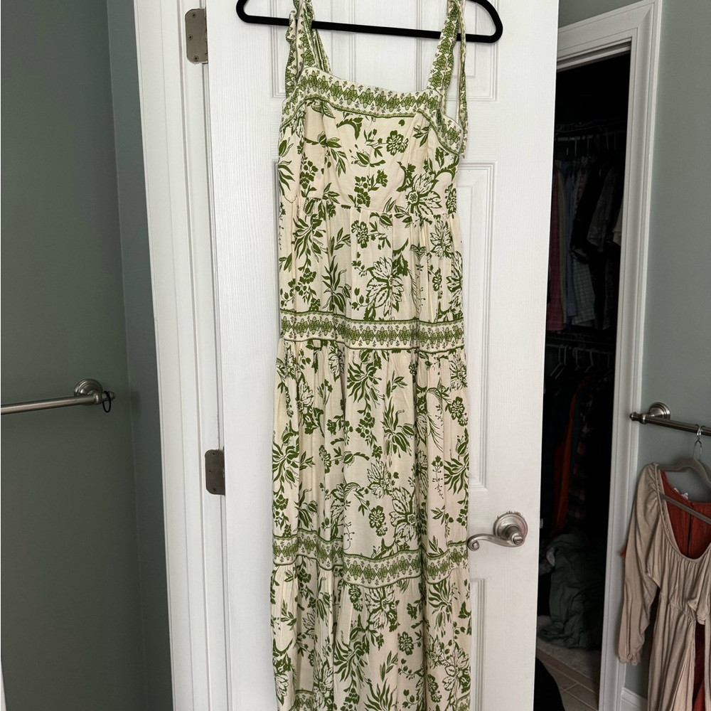 Japna Cream Maxi Dress with Green Floral Print | Poshmark