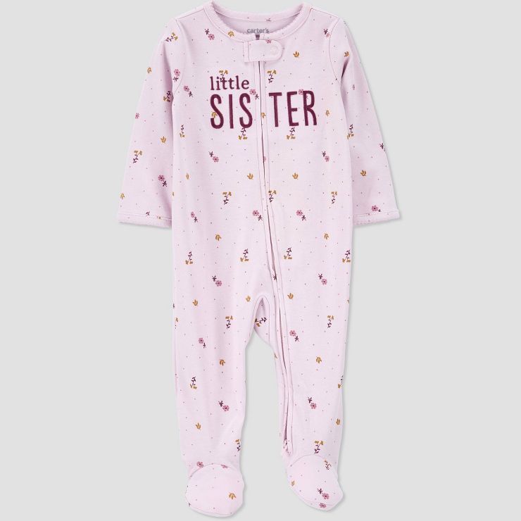 Carter's Just One You® Baby Girls' Little Sister Footed Pajama - Purple | Target