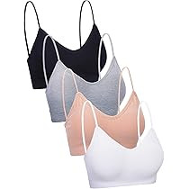 4 Pieces V Neck Cami Bra Padded Seamless Bralette Straps Sleeping Bra for Women Girls | Amazon (UK)