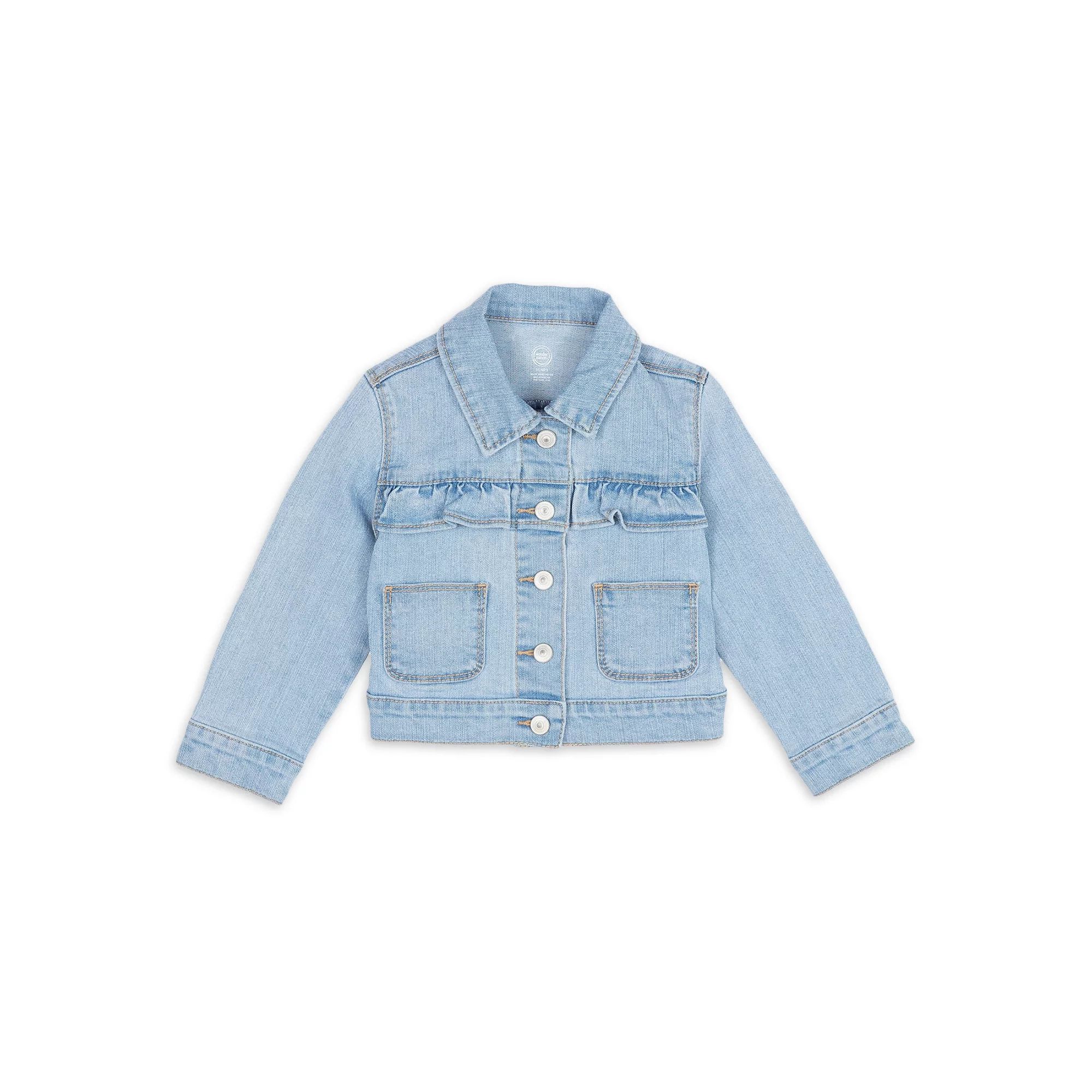 Wonder Nation Baby Toddler Girl Ruffle Denim Jacket | Walmart (US)