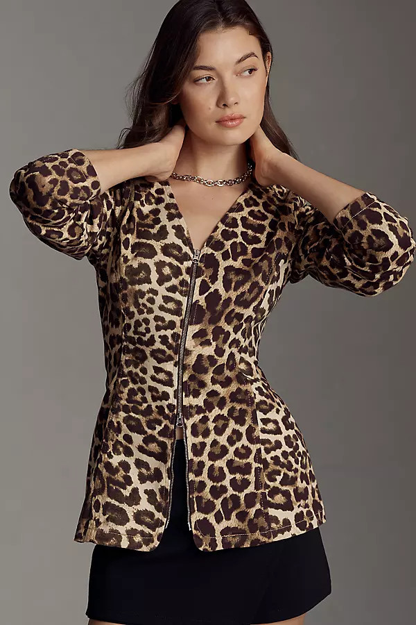 ALIGNE Toni Leopard-Print Denim Jacket | Anthropologie (US)