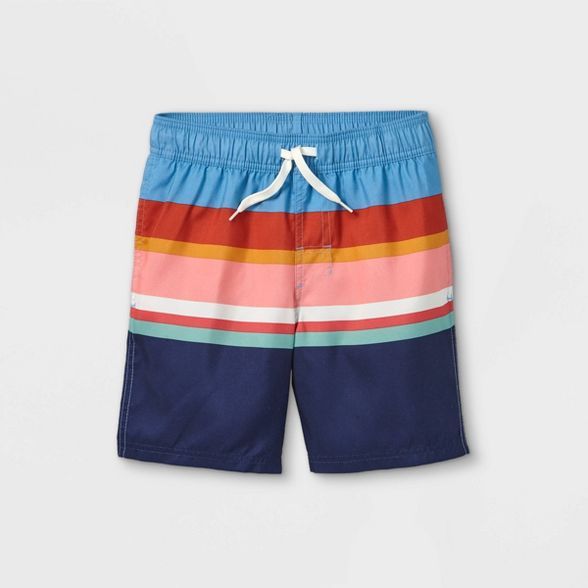 Boys' Striped Swim Shorts - Cat & Jack™ Blue | Target