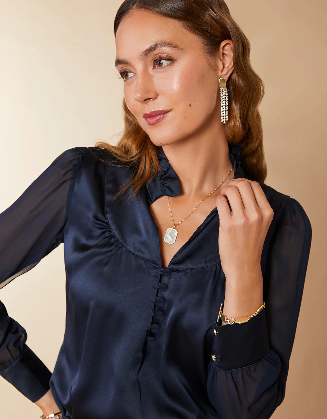 Ayla Silk Blouse Slate Blue | Spartina 449