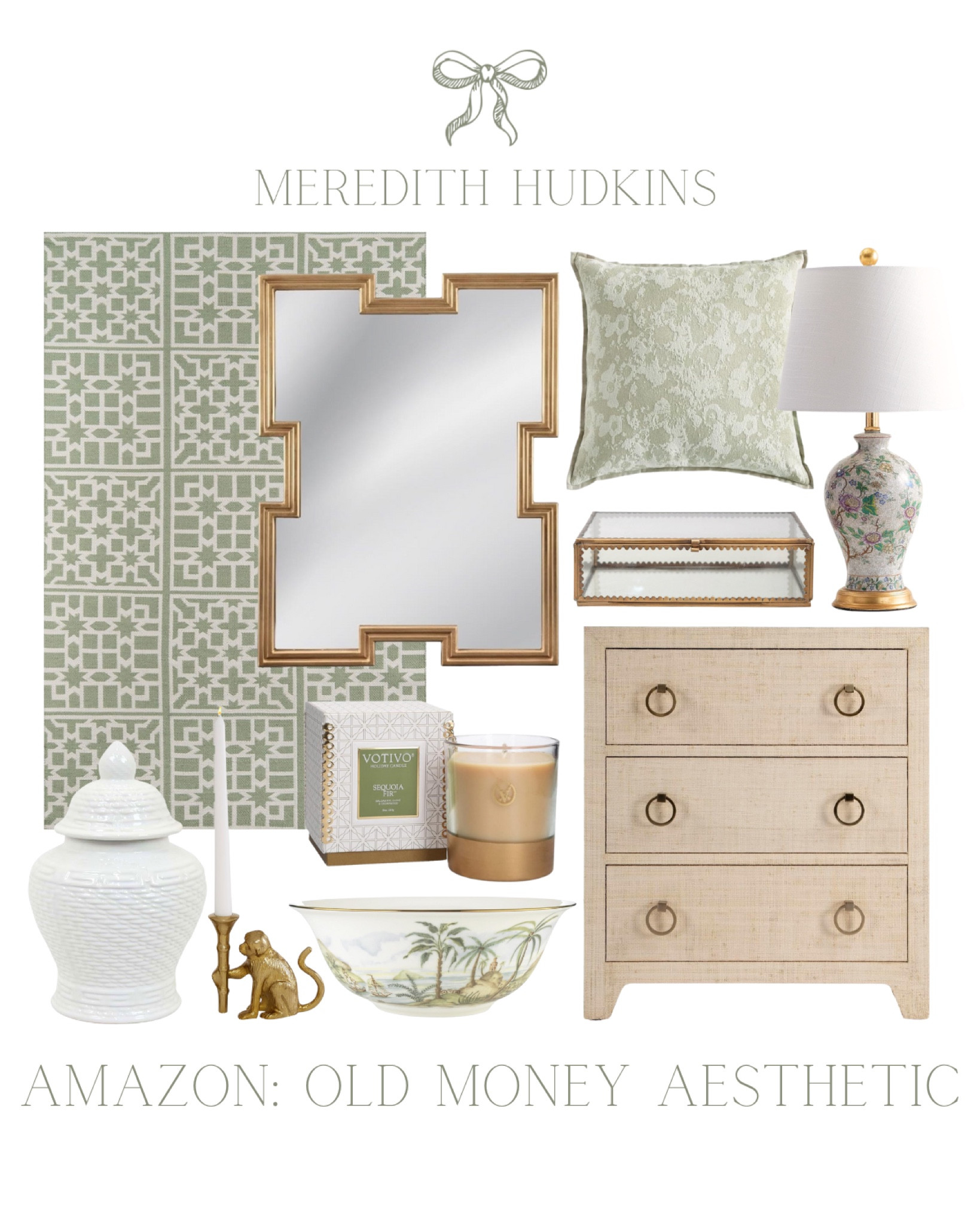 area rug, meredith hudkins, green rug, preppy home, home decor, old money aesthetic, table lamp, throw pillow, accent pillow, mirror, candle, ginger jar, decorative accent, living room, bedroom, entryway, grandmillennial, nightstand, mirror

#LTKFindsUnder100 #LTKHome #LTKSaleAlert