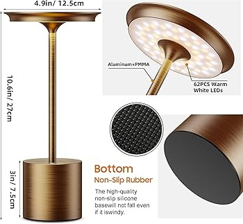 2Pack Cordless LED Table Lamp，Rechargeable Battery Desk Lamps, 3 Color Stepless Dimmable Metal ... | Amazon (US)