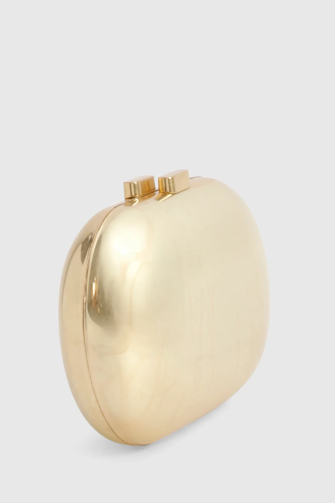 Brushed Gold Metal Oval Clutch Bag | Boohoo.com (UK & IE)