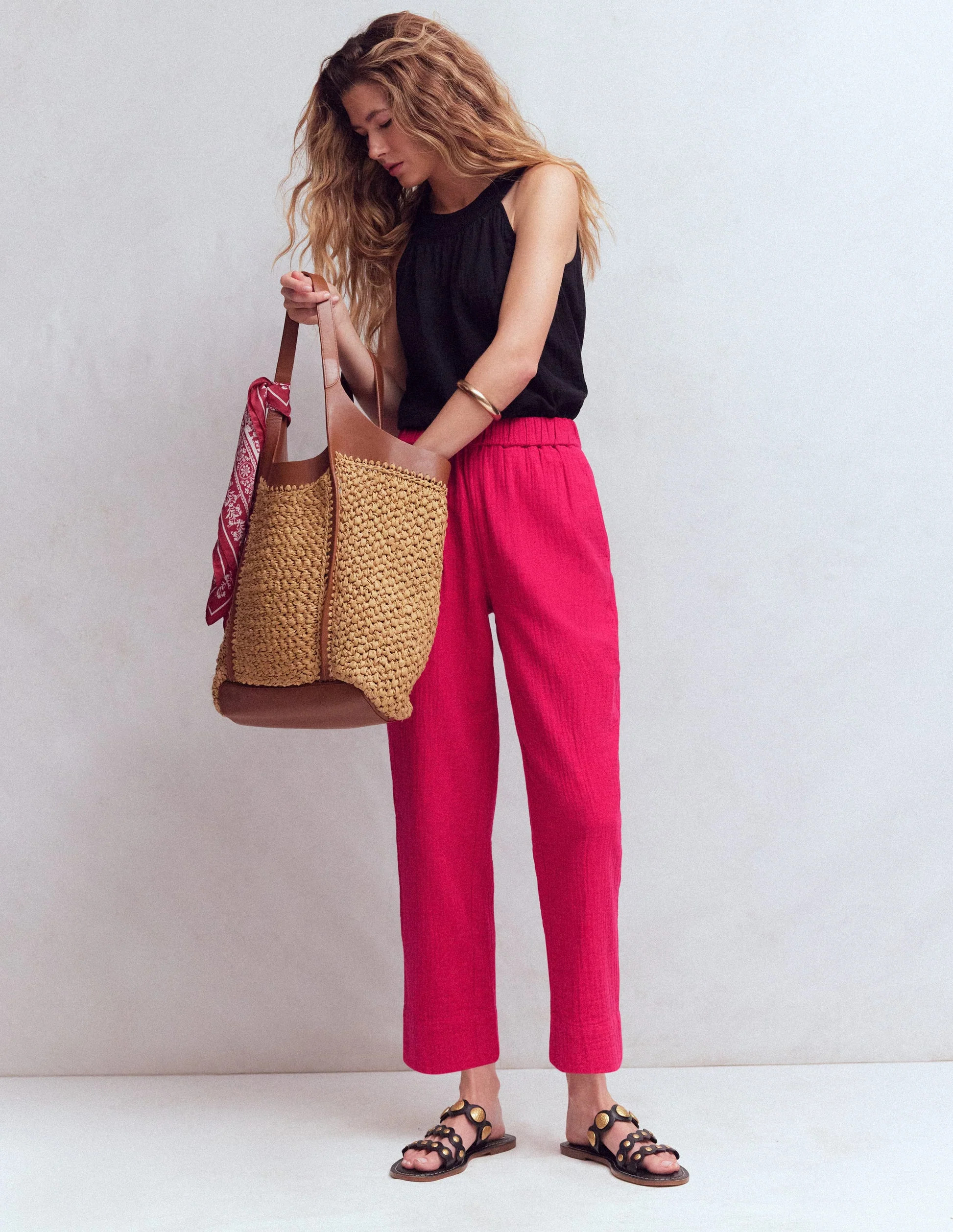 Double Cloth Crop Pants-Pomegranate | Boden (US)