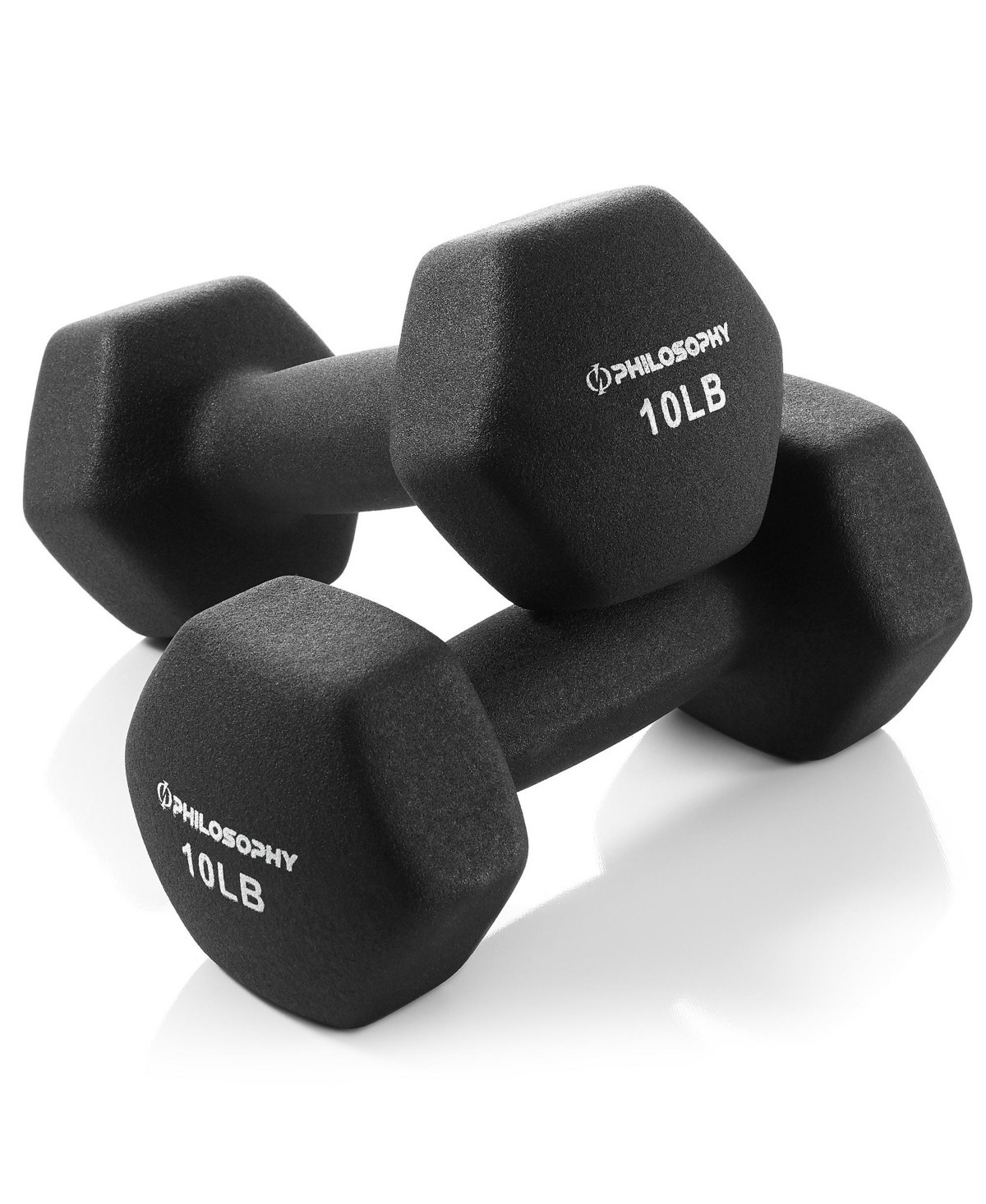 Philosophy Gym Neoprene Dumbbell Hexagon Hand Weights, 10 lb Pair - 20 lb Total - Black | Macy's
