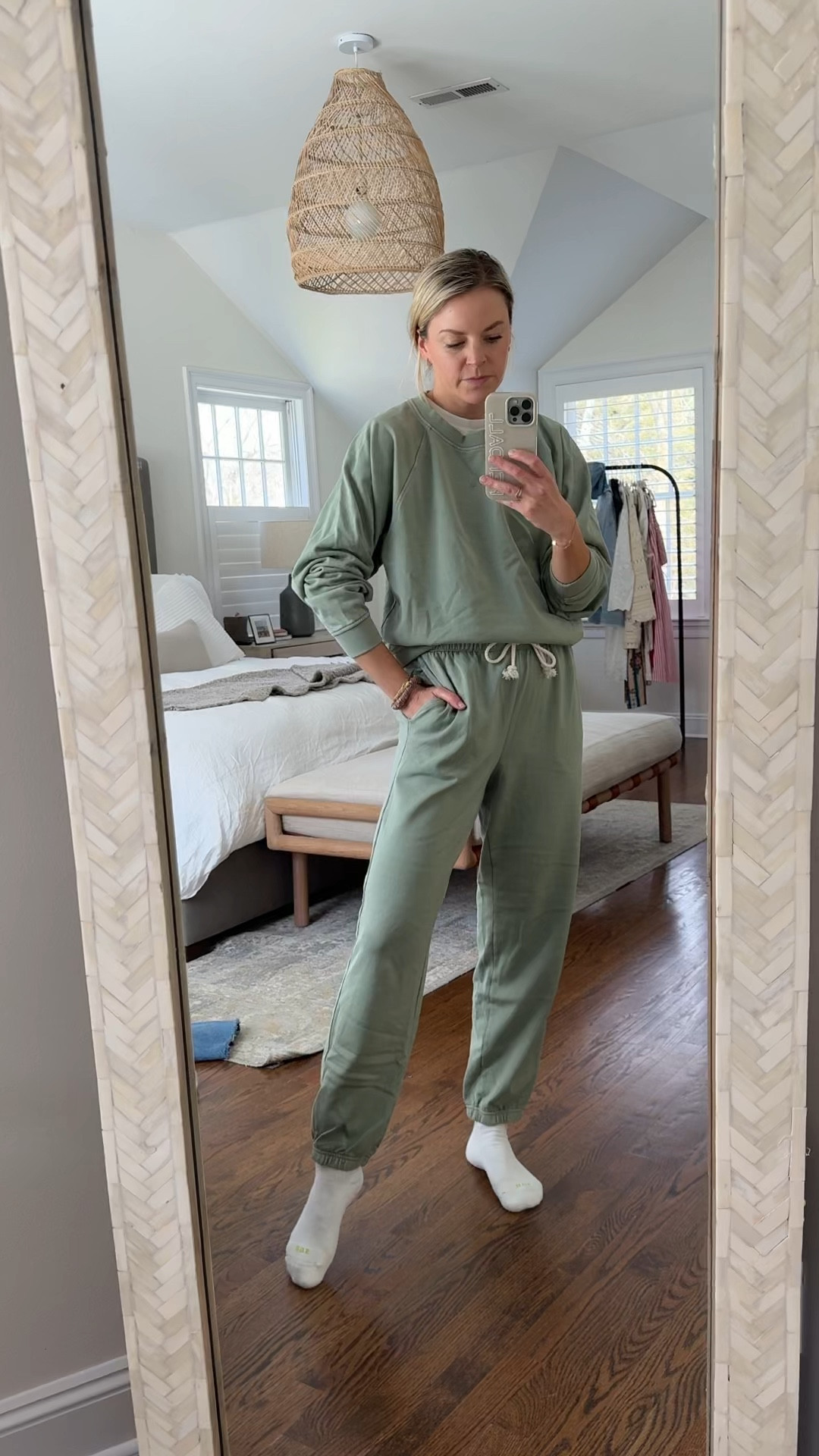 Matching jogger set comes in tons of colors, but love the green for spring. 40% off plus extra 10% off with code BEST
-I’m 5’5 wearing small regulars (also come in a wide leg style) 

loungewear, travel outfit 

#LTKSaleAlert #LTKmomlife #LTKootd