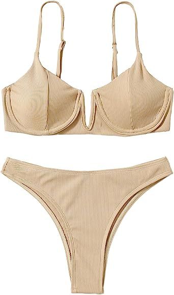 SheIn Women's 2 Piece Bikini Set High Cut Push Up Underwire Bra Bathing Suit | Amazon (CA)