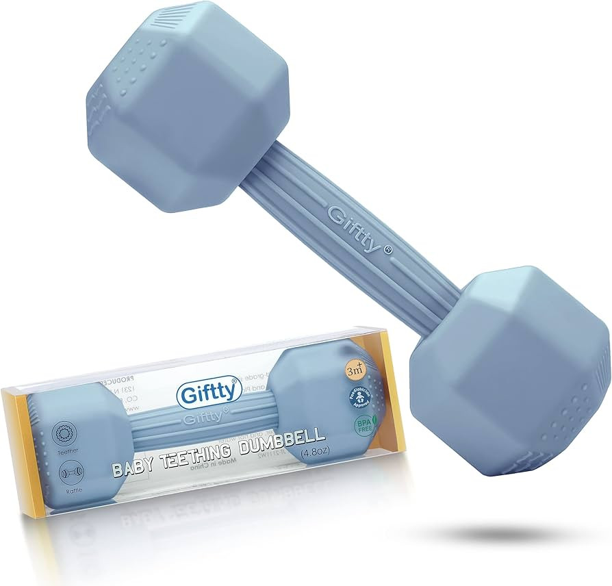 Giftty Baby Dumbbell Infant Rattle Silicone Teething Toy Teether Infants Toddler Sensory Toy Exer... | Amazon (US)