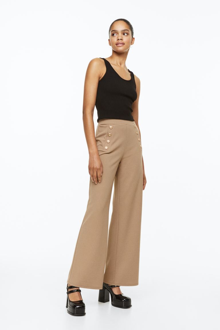 Button-front Pants | Tan Work Pants | Work Outfit Winter | Spring Outfits 2023 | H&M (US + CA)
