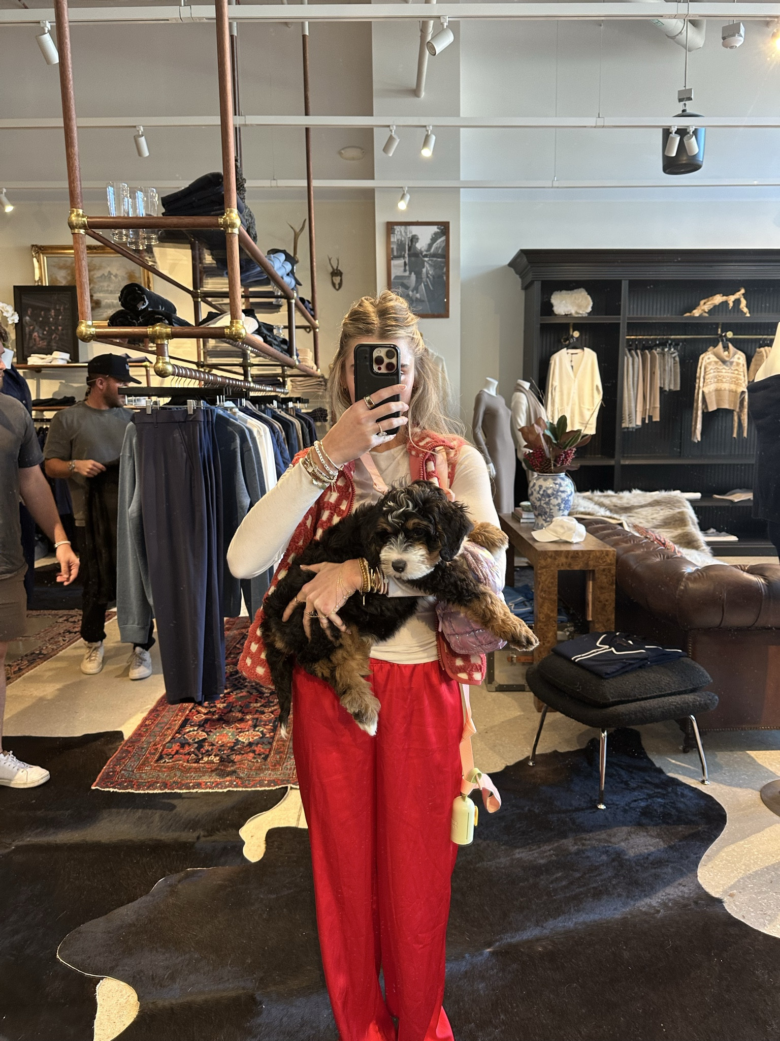 Amazon size small SUUKSESS Cloud Cashmere Women Boat Neck Fitted Long Sleeve Shirt Basic Knit Tops with my Target red silk wide leg pants and the vest is also Amazon size small Womens Checkered Sherpa Vest Sleeveless Winter Fleece Jacket High Neck Zip Up Plaid Gilet with Chest Pocket

#LTKSeasonal #LTKFindsUnder50 #LTKootd