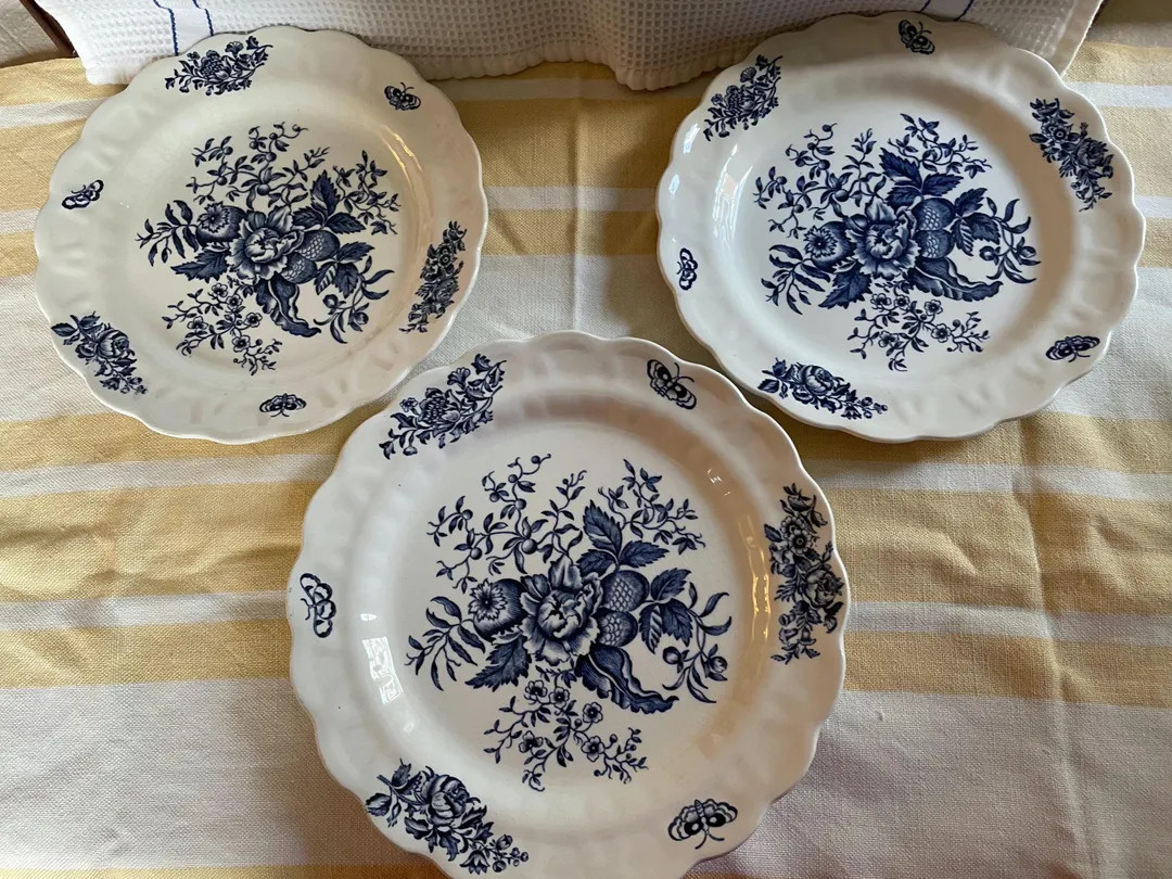 Vintage Set of 3 Booths Blue and White Peony Salad Plates 2- 7.5 In, 1- 8in - Etsy | Etsy (US)