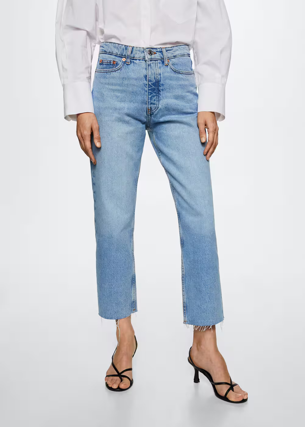 High-waist cropped straight jeans -  Women | Mango USA | MANGO (US)