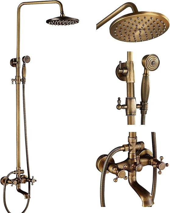 NeierThodore Antique Brass 8-Inch Bathroom Shower Faucet System | Amazon (CA)