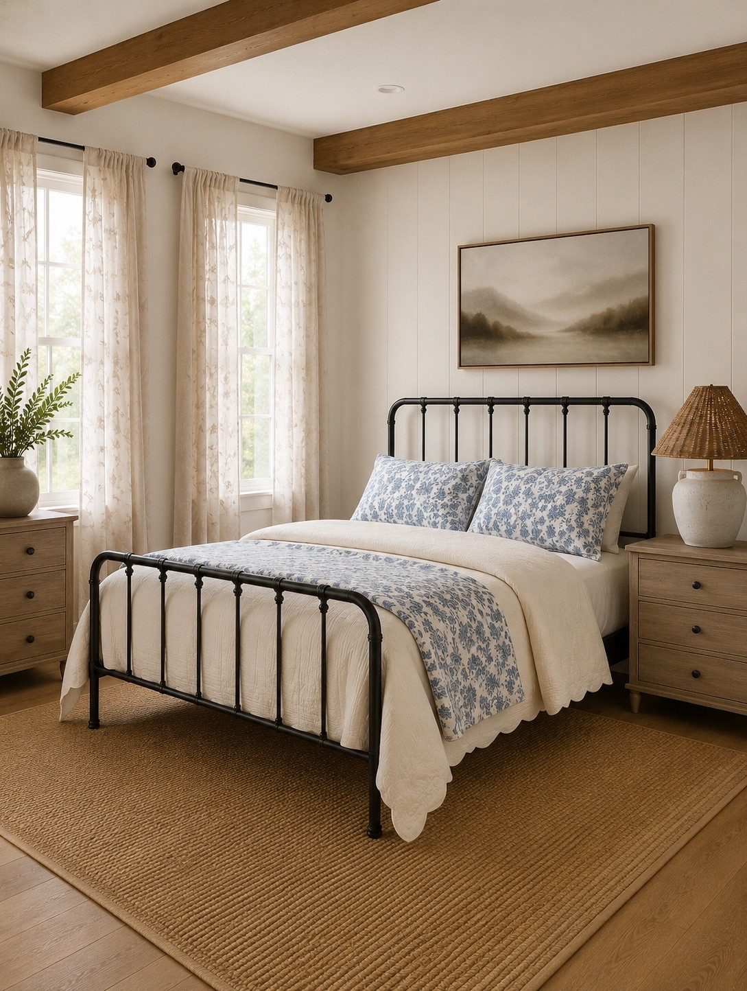 Creating a cozy designer-inspired bedroom doesn’t have to mean spending designer prices. This space combines a classic black iron bed, Potterybarn soft blue floral bedding, eyelet duvet cover, warm wood tones, neutral textures, and timeless decor for a bedroom that feels collected, cozy, and high-end. Perfect if you love modern farmhouse, Magnolia-inspired style, Potterybarn inspired, cottage bedroom decor, neutral home design, and timeless bedroom refresh ideas.

#LTKHome #LTKSaleAlert