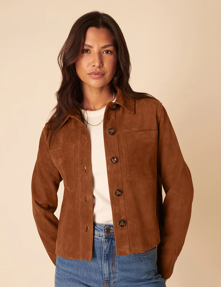 Brown Suede Cropped Jacket | Nobody's Child