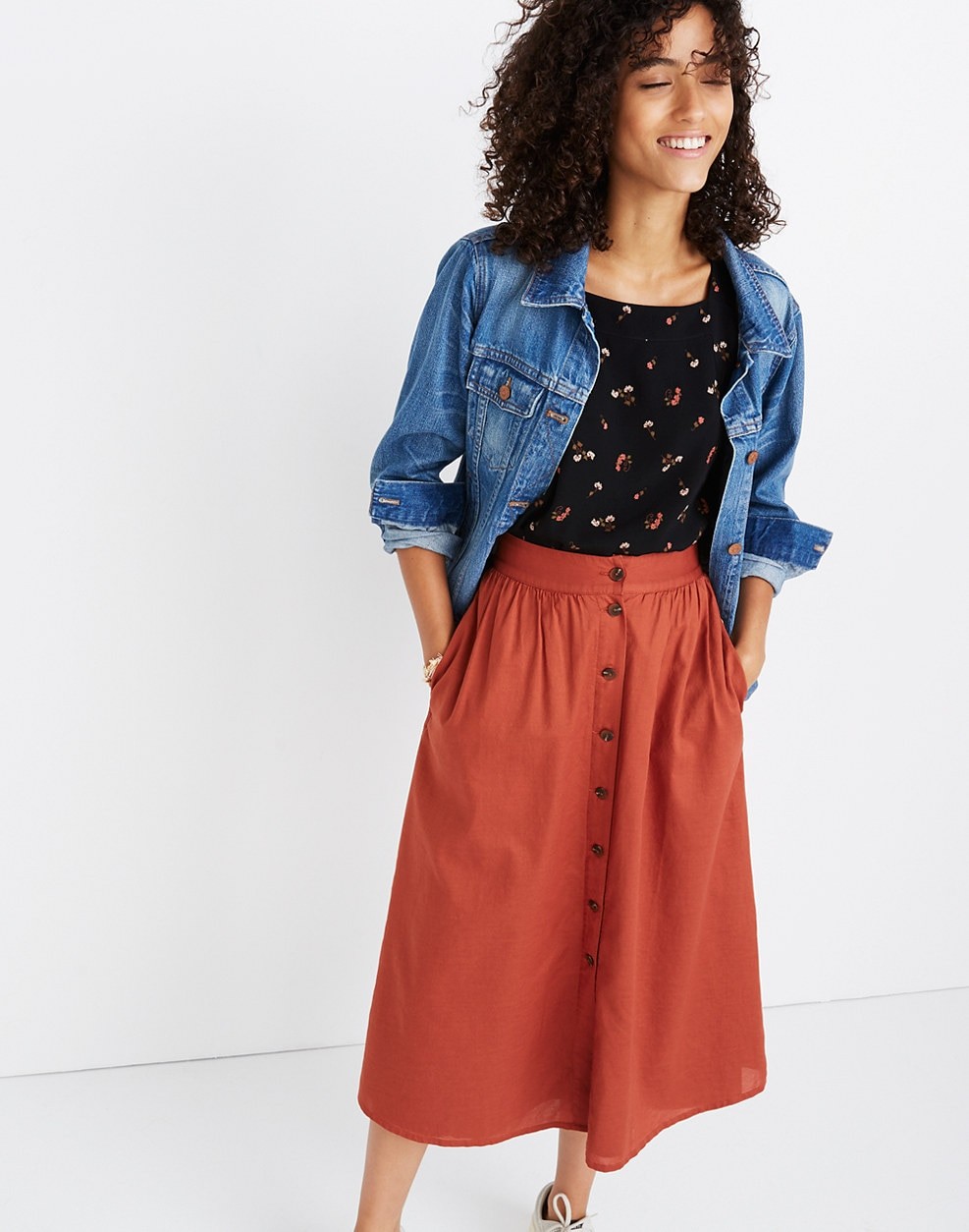 Palisade Button-Front Midi Skirt | Madewell