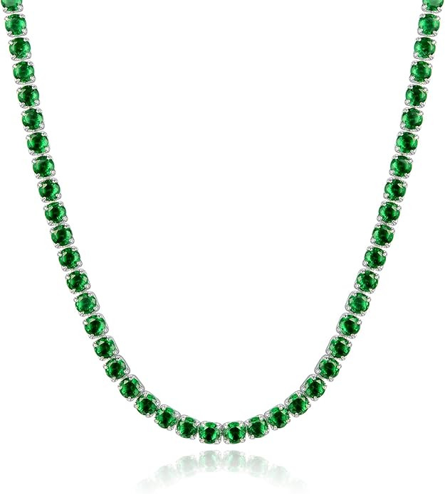 Sterling Silver Birthstone Tennis Necklaces for Women 4mm Tennis Necklace Fashion Jewelry Birthda... | Amazon (US)