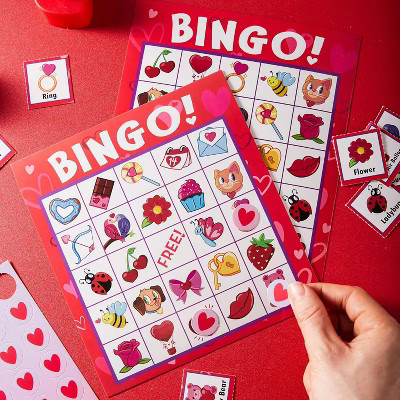 Joyfy 28 Players Valentine's Day Bingo Game Set with Cards | Perfect for Kids Classroom Parties & Family Fun Activities | Target