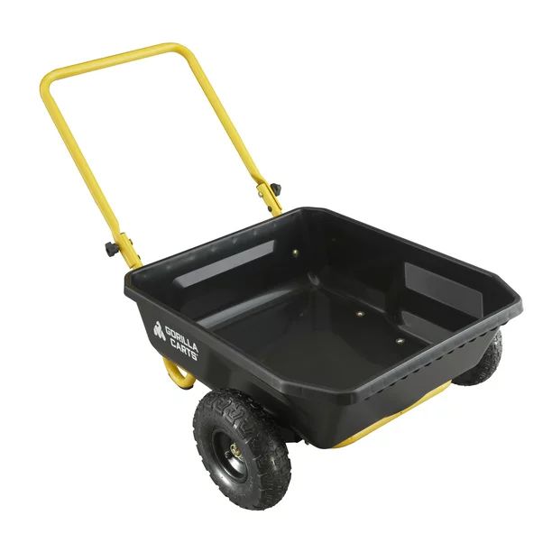 Gorilla Carts GCR-4 4 Cu. Ft. Poly Yard Cart, 300-pound Capacity, Black - Walmart.com | Walmart (US)