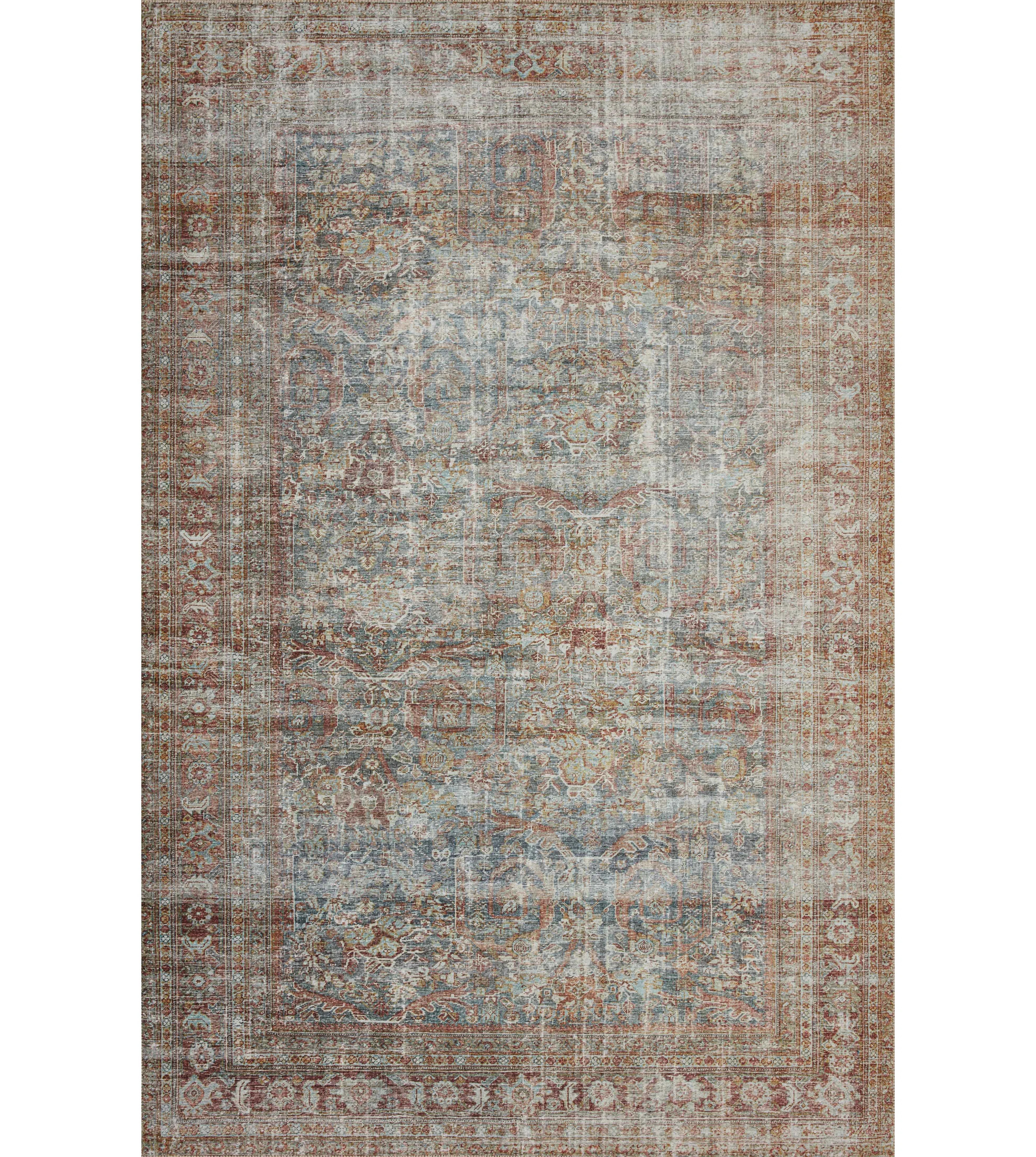 Chris Loves Julia x Loloi Jules Oriental Lagoon/Brick Area Rug | Wayfair North America
