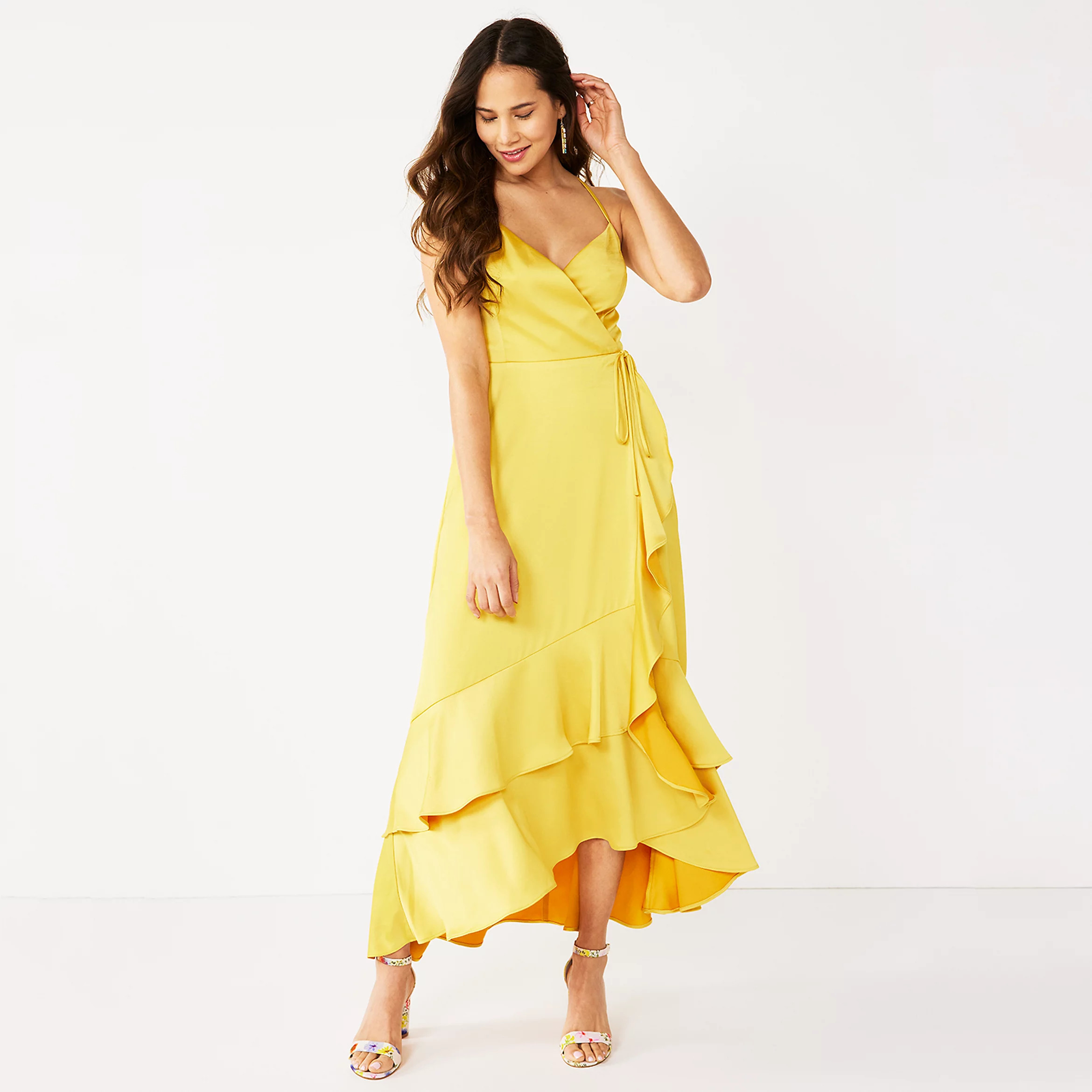 Women's Nine West Strappy Wrap Ruffle Dress | Kohl's