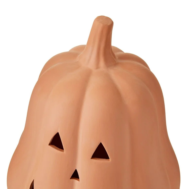Clay Jack-o'-Lantern Tabletop Decor, Brown, 13", Fall by Way To Celebrate | Walmart (US)