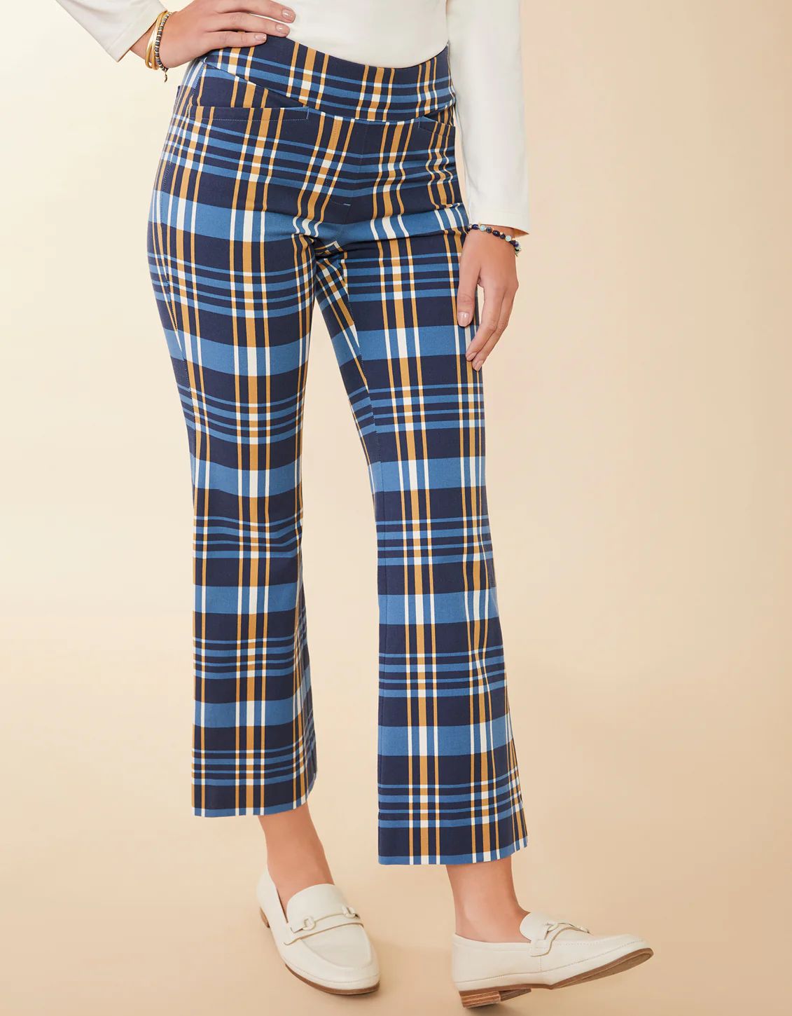 Maren Kick Flare Pant Kalalanta Plaid Navy | Spartina 449