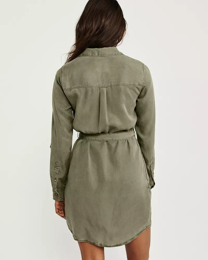 Long-Sleeve Utility Shirt Dress | Abercrombie & Fitch US & UK
