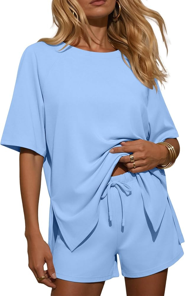 Ekouaer Two Piece Sets for Women Summer Lounge Short Sets Moisture-Wicking Casual Airport Travel ... | Amazon (US)