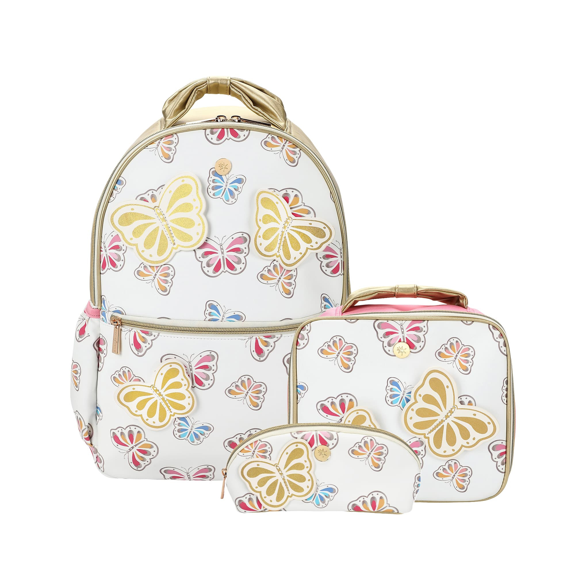 Gold Butterfly Backpack Bundle (Backpack, Lunchbox, & Pouch) | Packed Party