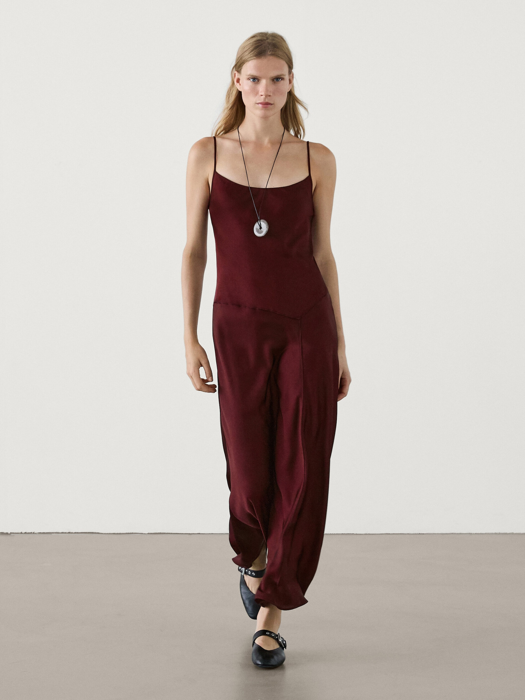 Strappy midi slip dress | Massimo Dutti US