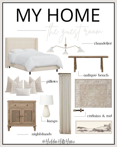 Guest bedroom mood board! Here’s my plan for the guest bedroom! I’m using the Tilly bed with neutral tones through #bedroom 

#LTKstyletip #LTKsalealert #LTKhome