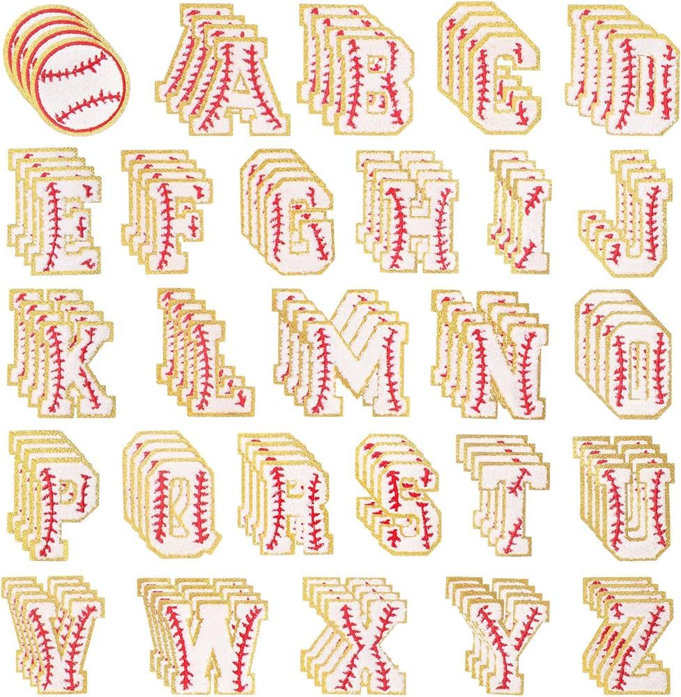 108 Pcs Sports Iron on Patches 4 Sets Ball Chenille Letters Patches for Clothing Embroidered Appl... | Amazon (US)