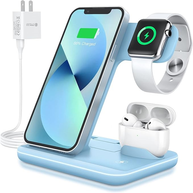 WAITIEE Wireless Charger 3 in 1, 15W Fast Charging Station for Apple iWatch 7/SE/6/5/4/3/2/1,AirP... | Amazon (US)