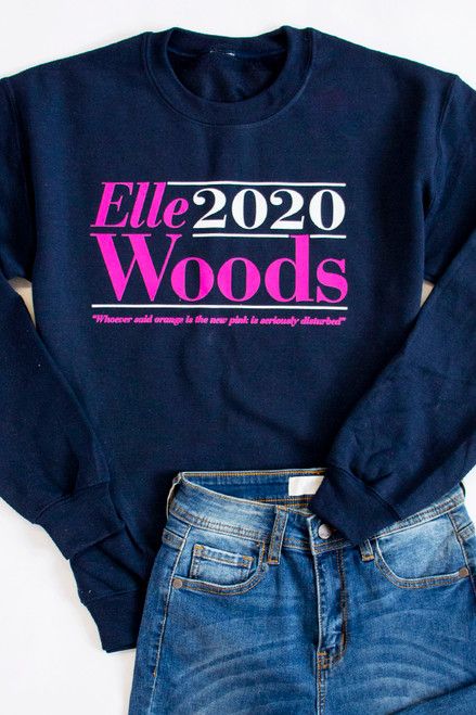 Elle Woods 2020 Graphic Navy Sweatshirt | The Pink Lily Boutique